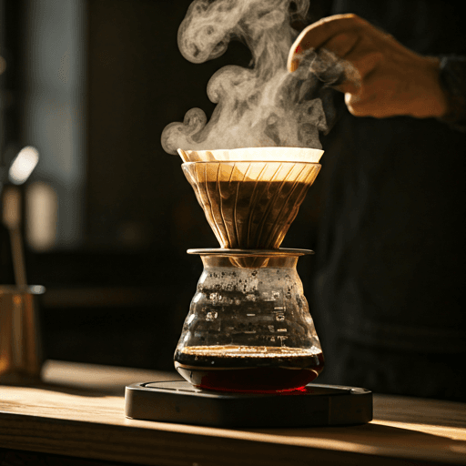 Barista performing a precise pour-over brew